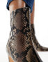 Public Desire Polaris sqaure toe heeled ankle boots in snake