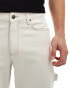 Фото #10 товара ASOS DESIGN tapered fit carpenter style jeans in ecru - BEIGE