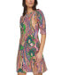 Women's Paisley-Print Ruched-Sleeve Dress