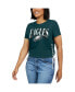 ფოტო #3 პროდუქტის Women's Midnight Green Philadelphia Eagles Lace Up Side Modest Cropped T-shirt