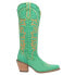 Фото #1 товара Dingo Texas Tornado Embroidered Snip Toe Cowboy Womens Green Casual Boots DI943