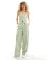 Фото #1 товара Extro & Vert wide leg tailored trouser in sage co-ord