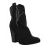 Фото #2 товара Code West Slayer Embroidery Round Toe Cowboy Booties Womens Black Casual Boots C