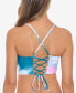 Salt + Cove 281967 Juniors' Horizon Dye Printed Corset-Back Bikini Top, Size L