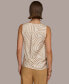 ფოტო #2 პროდუქტის Women's Sleeveless Printed Satin Drape-Neck Blouse