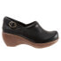 Softwalk Minna S2253-001 Womens Black Leather Hook & Loop Clog Flats Shoes