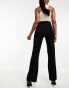 YAS tailored zip front wide leg trousers in black - BLACK Черный, XS - фото #4