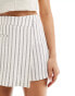 Stradivarius linen look wrap detail skort in rustic stripe Бежевый, M - фото #4