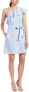 Donna Morgan 240013 Womens Cotton One Shoulder Ruffle Dress Oxford Blue Size 16