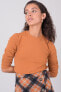 Фото #2 товара Женская блузка приталенного кроя с удлиненным рукавом - светло-коричневая Factory Price