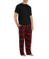 ფოტო #3 პროდუქტის Men's Short Sleeve Flannel Pajama Set