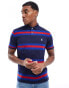 Polo Ralph Lauren icon logo stripe pique polo in navy Синий, XL - Chest 46-48 - фото #1