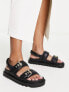 Stradivarius cross strap buckle chunky sandal in black