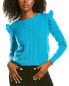 Фото #1 товара Женский свитер Scott & Scott London Cable-Knit Cashmere в стиле кэйбл-нит синего цвета, XL