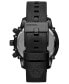 ფოტო #3 პროდუქტის Men's Chronograph Griffed Black Leather Strap Watch 46mm
