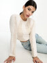 Фото #7 товара ASOS DESIGN neat fit jumper in wavy sheer and fluffy stitch in cream