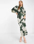 Фото #2 товара ASOS DESIGN satin maxi dress with batwing sleeve in large stencil floral