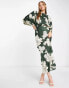 Фото #1 товара ASOS DESIGN satin maxi dress with batwing sleeve in large stencil floral