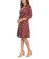 Women's Plaid Collared V-Neck 3/4-Sleeve Dress