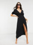 The Frolic Exclusive beach wrap maxi summer dress in black