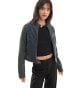 Pimkie denim zip through fitted biker jacket in dirty denim dirty denim, 38 - фото #1