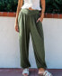 ფოტო #3 პროდუქტის Women's Olive Surplice Waist Straight Leg Pants