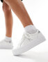 Фото #1 товара Calvin Klein Jeans bold flatform lace up trainers in white & silver