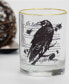 Фото #3 товара 14-Ounce 22 Carat Gold-Tone Rim DOF (Double Old Fashioned) Glass Set of 4 - Spooky Raven