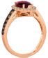 ფოტო #3 პროდუქტის Pomegranate Garnet (2 ct. t.w.) & Diamond (1/2 ct. t.w.) Halo Ring in 14k Rose Gold