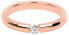 Thin pink gold-plated steel ring with crystal