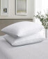 2 Pack 100% Cotton Medium Soft Down and Feather Gusseted Bed Pillow Set, Queen
