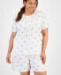 Plus Size Cotton Floral Bermuda Pajamas Set, Created for Macy's