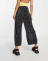 ASOS DESIGN plisse wide leg trouser culottes in mono spot