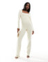 Фото #1 товара Simmi square neck corset detail wide leg jumpsuit in beige