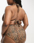 Фото #2 товара ASOS DESIGN Curve mix and match rib high waist bikini bottom in leopard print