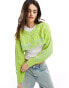 ASOS DESIGN crew neck wide cropped cardigan in green grün, XS - EU 32-34 - фото #1