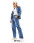 Фото #1 товара ONLY Petite Kirsi high waisted wide leg cargo jeans co-ord in blue and white stripe