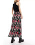 Pieces plisse maxi skirt in multi graphic print