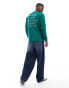 Фото #1 товара ONLY & SONS relaxed long sleeve t-shirt with NYC print in green