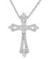 ფოტო #1 პროდუქტის Diamond Cross 16" Pendant Necklace (1 ct. t.w.) in 10k White Gold