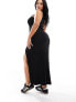 Фото #7 товара Dr Denim Plus Celia slim fit midi ribbed one shoulder dress with side split in black