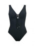Karla Colletto 279898 Women's Swimwear, one piece Lace up v-neck, Black, 6
