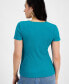 Фото #2 товара Petite Ribbed Cutout Studded Top, Created for Macy's