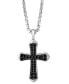 ფოტო #1 პროდუქტის EFFY® Men's Black Spinel Cross 22" Pendant Necklace (1-1/5 ct. t.w.) in Sterling Silver