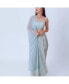 Фото #1 товара Women's Sky Blue Shimmery Pleated Dhoti Skirt and Embellished Blouse Set