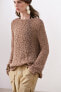Knit sweater with woven trim