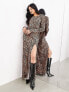 Фото #1 товара ASOS EDITION long sleeve bias cut maxi dress in leopard print