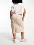 Simply Be cargo utility midi skirt in beige