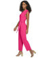 ფოტო #3 პროდუქტის Women's V-Neck Tie-Waist Cap-Sleeve Jumpsuit