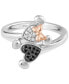 ფოტო #4 პროდუქტის Black & White Diamond Minnie & Mickey Mouse Bypass Ring (1/5 ct. t.w.) in Sterling Silver & Rose Gold-Plate